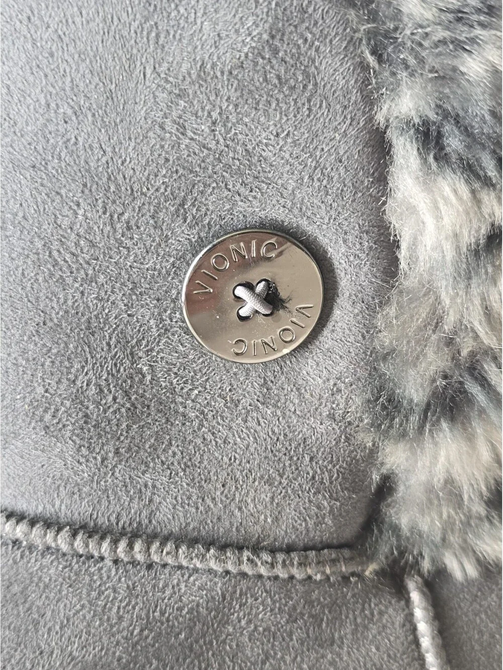 Vionic Fairfax Boots Dark Gray Furry Cozy Women's 7M Slip On NEW $149